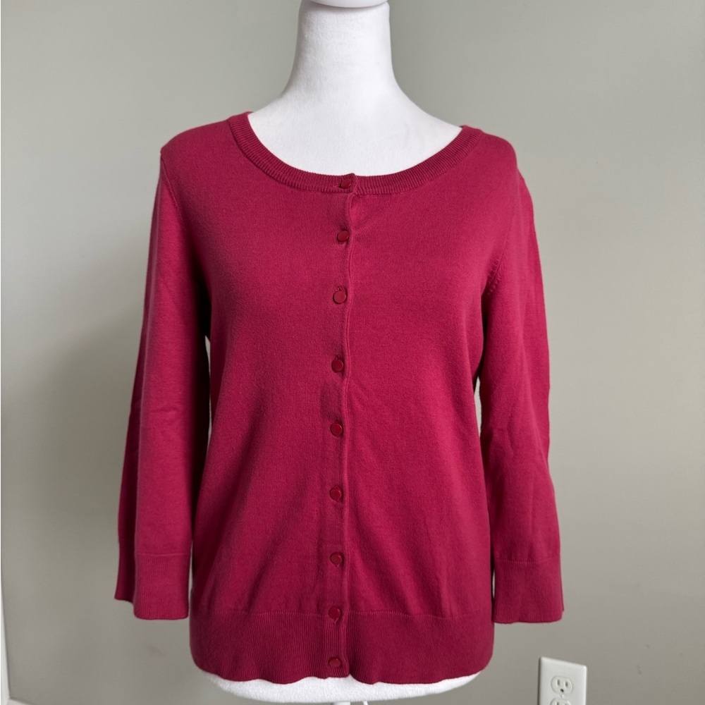 Talbots Raspberry Pink Button-Up Cardigan Sweater Small